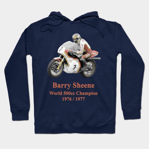 Barry Sheene, Moto GP Legend Motorbike Racer Champion Hoodie by JonDelorme